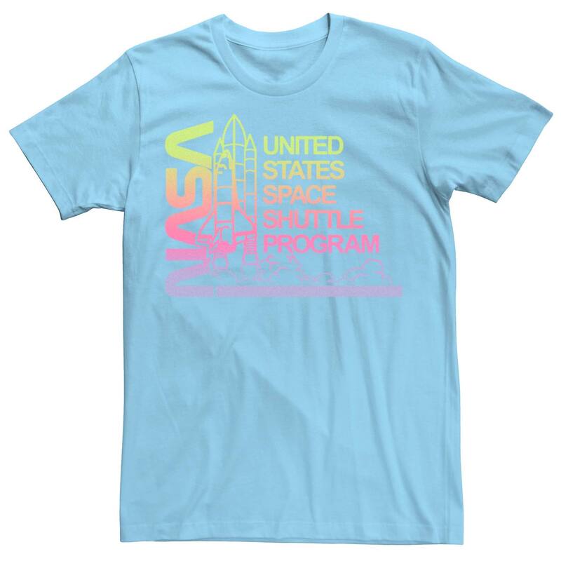 アニメキャラクター レディース トップス Tシャツ ロゴ Licensed Character Men NASA Gradient Space Program Logo Tee Light Blue ブルー
