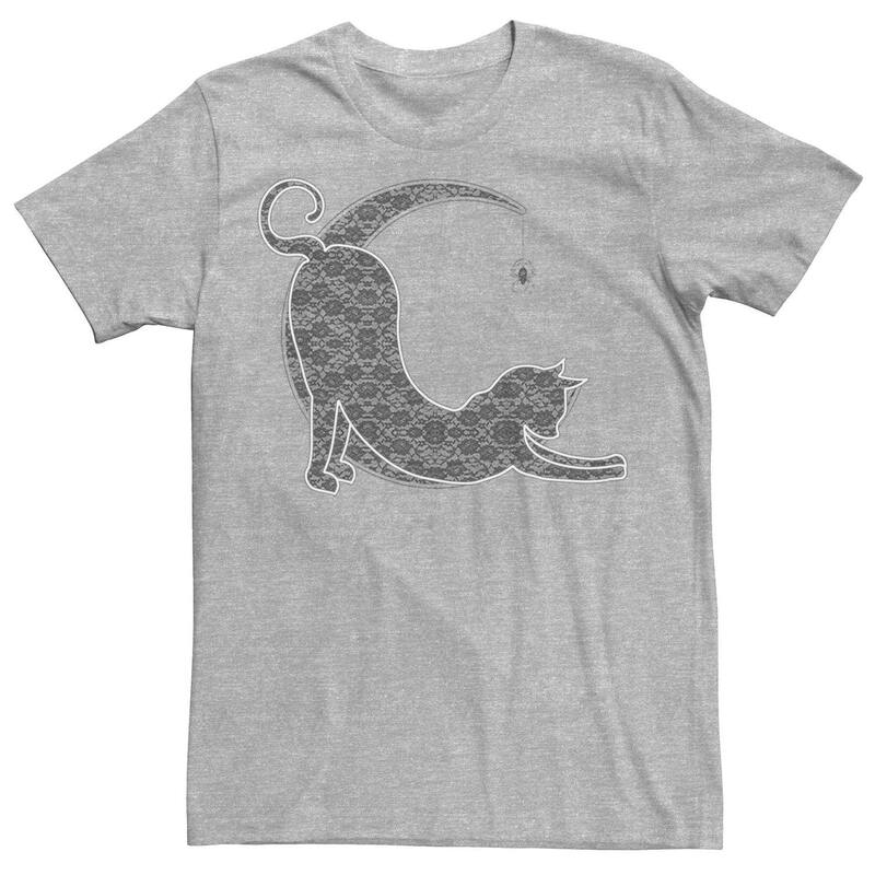 アニメキャラクター レディース トップス Tシャツ レース Licensed Character Men Halloween Lacey Black Cat Crescent Moon Tee Athletic Heather ヘザー