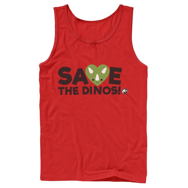 アニメキャラクター レディース トップス Tシャツ Licensed Character Men Jurassic World: Fallen Kingdom Save The Dinos! Tank Top Red レッド