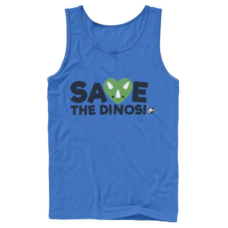アニメキャラクター レディース トップス Tシャツ Licensed Character Men Jurassic World: Fallen Kingdom Save The Dinos! Tank Top Royal