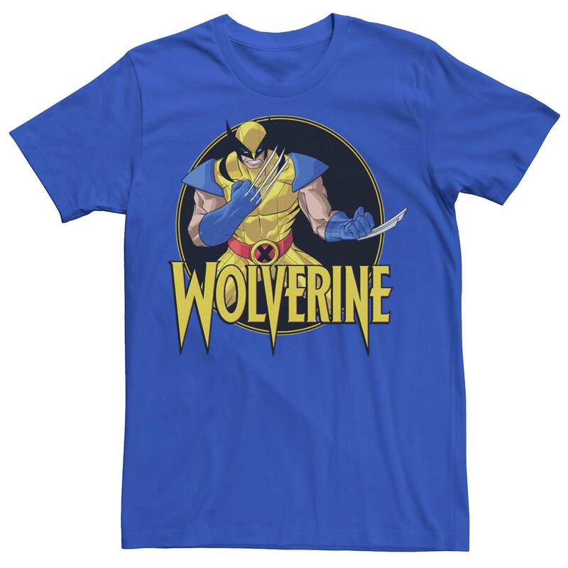 マーベル レディース トップス Tシャツ ロゴ Men Marvel X-Men Wolverine Classic Portraititle Logo Tee Royal