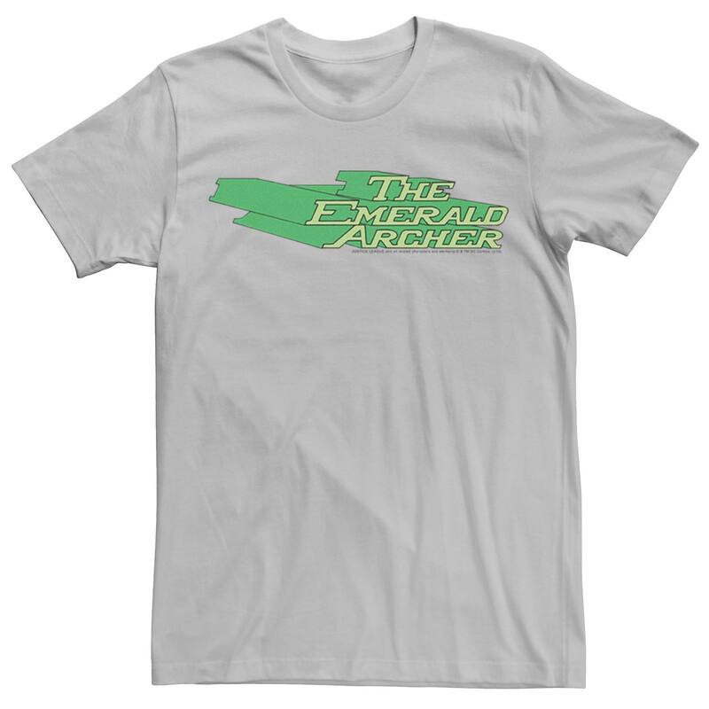 アニメキャラクター レディース トップス Tシャツ Licensed Character Men DComics Themerald Archer Text Poster Tee Silver シルバー