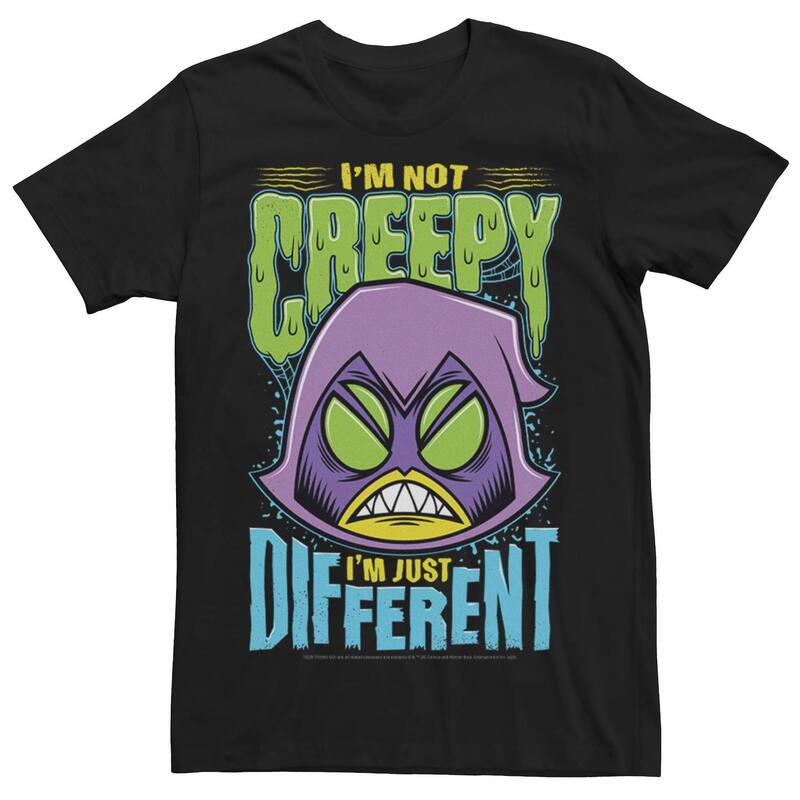 アニメキャラクター レディース トップス Tシャツ Licensed Character Men DComics Teen Titans Go! Im Not Creepy Im Just Differentee Black ブラック