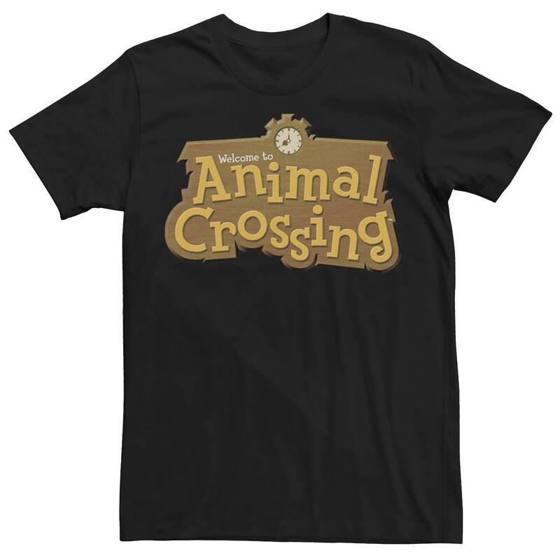 アニメキャラクター レディース トップス Tシャツ ロゴ Licensed Character Men Animal Crossing Title Logo Tee Black ブラック