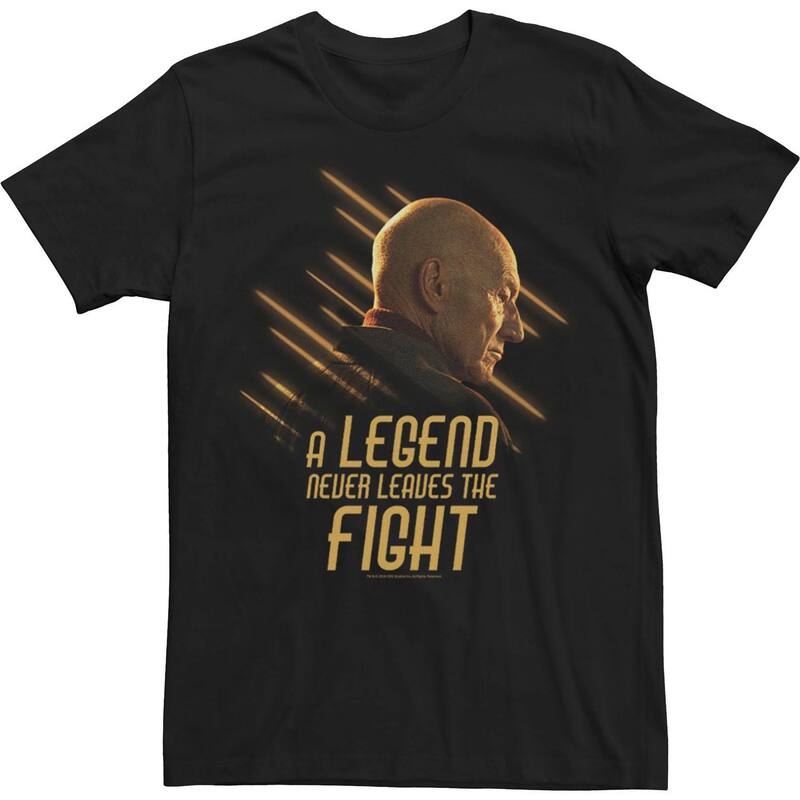 アニメキャラクター レディース トップス Tシャツ Licensed Character Mentar Trek: Picard A Legend Never Leaves The Fightee Black ブラック