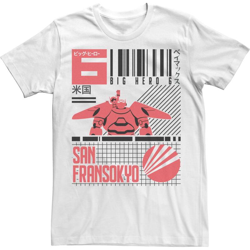 ディズニー レディース トップス Tシャツ Disney Big Hero 6 San Fransokyo Bar Code Poster Men Tee White ホワイト