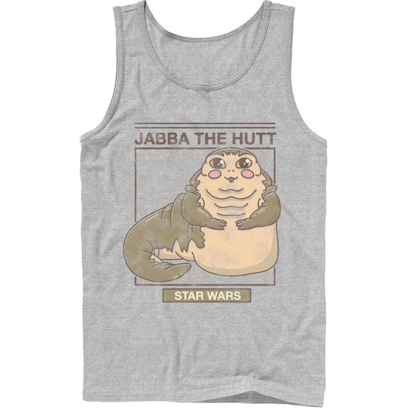 アニメキャラクター レディース トップス Tシャツ Licensed Character Mentar Wars Jabba The Hutt Cartoon Cute Portrait Grid Tank Top Athletic Heather ヘザー