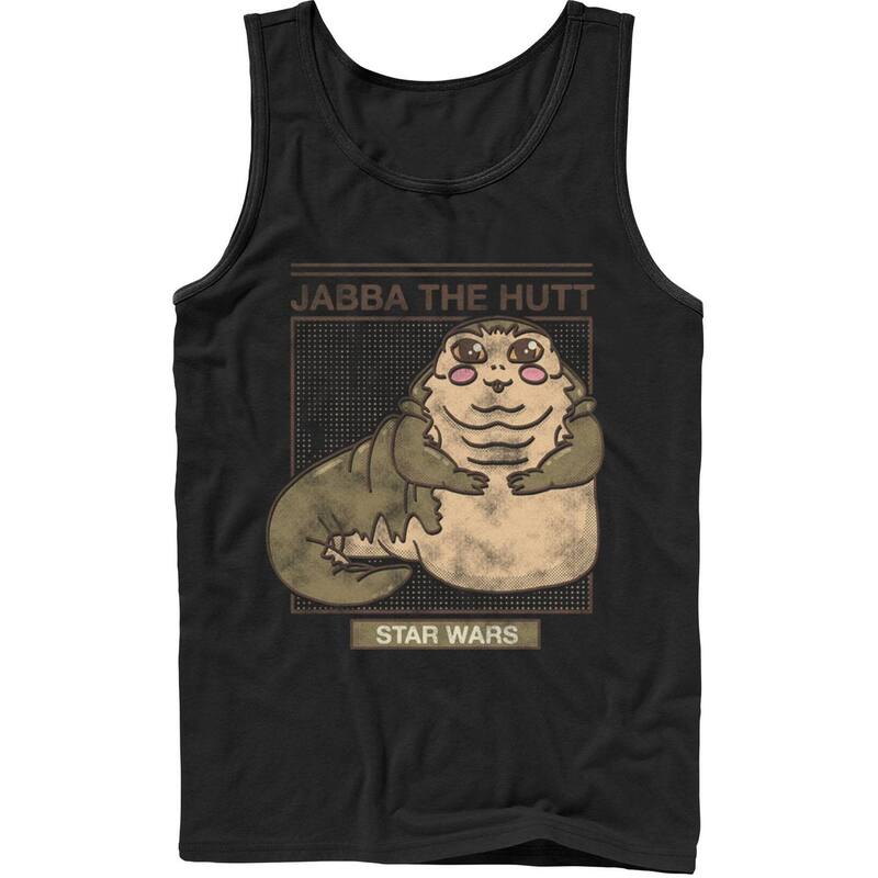 アニメキャラクター レディース トップス Tシャツ Licensed Character Mentar Wars Jabba The Hutt Cartoon Cute Portrait Grid Tank Top Black ブラック