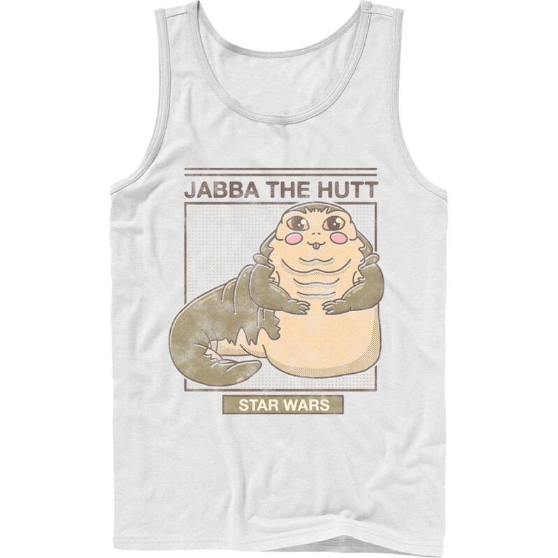 アニメキャラクター レディース トップス Tシャツ Licensed Character Mentar Wars Jabba The Hutt Cartoon Cute Portrait Grid Tank Top White ホワイト