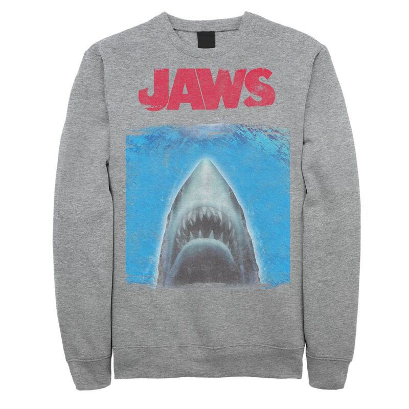 アニメキャラクター レディース トップス Tシャツ スウェット Licensed Character Men's Jaws Movie Poster Sweatshirt Athletic Heather ヘザー｜ReVida 店