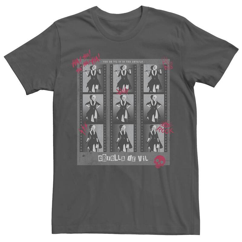 ディズニー レディース トップス Tシャツ Disney's Cruella De Vil Men's Photo Portrait Grid Tee Charcoal チャコール｜ReVida 店