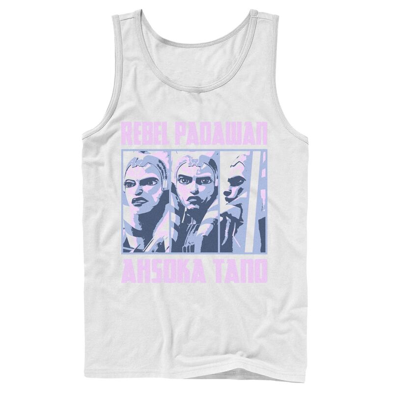 アニメキャラクター レディース トップス Tシャツ Licensed Character Mentar Wars: The Clone Wars Ahsoka Tano Rebel Padawan Panels Tank Top White ホワイト