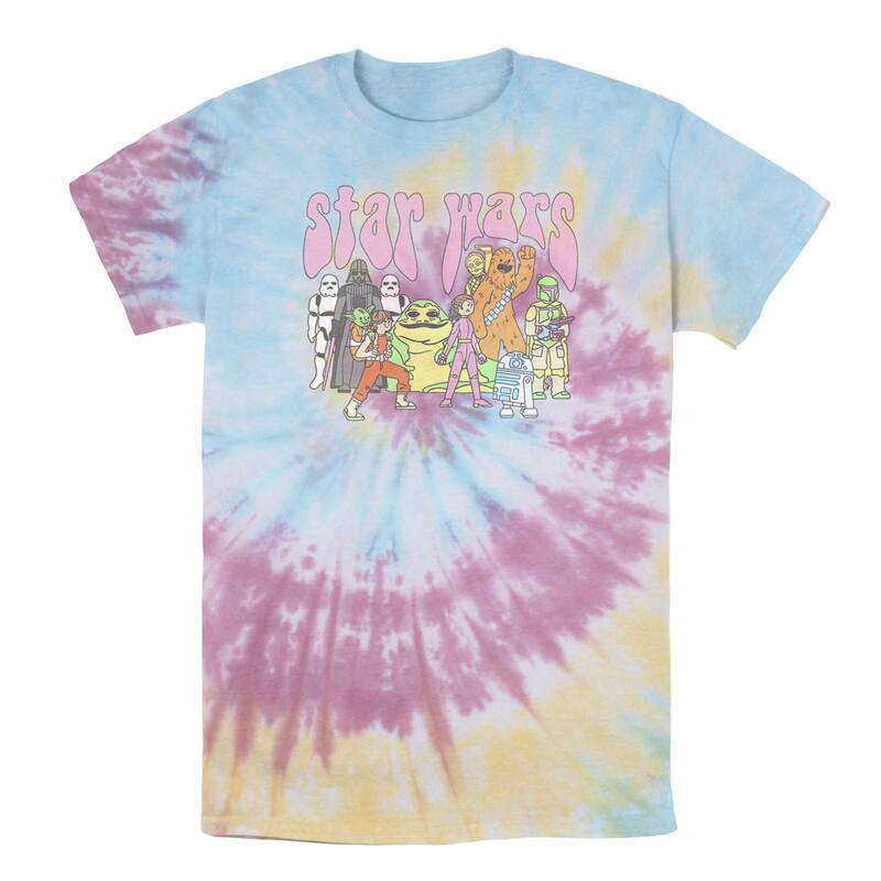 アニメ人となり レディース トップス ティーシャツ Licensed Character Men\u0027star Wars Psychedelic Grouposter Tee Blue Pink Light Yellow 青色 トップス-レディースファッション-Tシャツ・カットソー