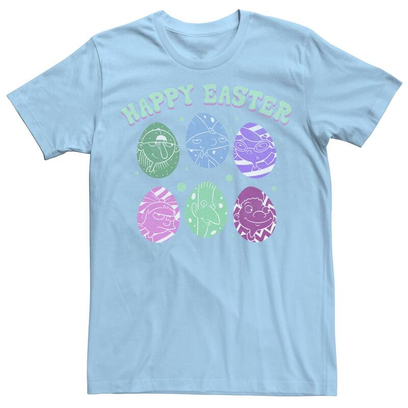 アニメキャラクター レディース トップス Tシャツ Licensed Character Men Nickelodeon Hey Arnold Happy Easter Eggs Tee Light Blue ブルー