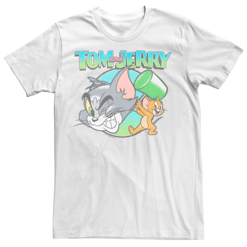 アニメキャラクター レディース トップス Tシャツ Licensed Character Men Tom And Jerry Funny Malletee White ホワイト