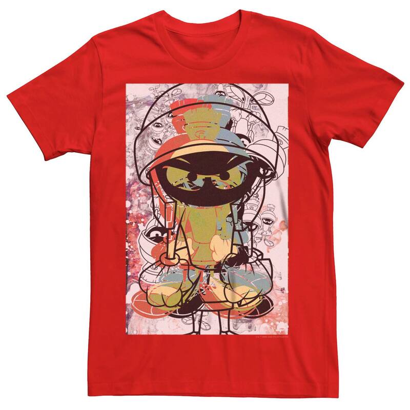 アニメキャラクター レディース トップス Tシャツ グラフィック Licensed Character Men Looney Tunes Marvin The Martian Composition Graphic Tee Red レッド