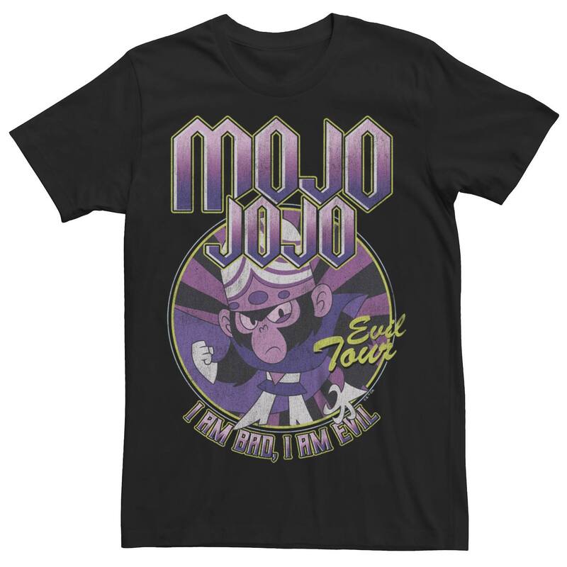 アニメキャラクター レディース トップス Tシャツ グラフィック Licensed Character Men Powerpuff Girls Mojojo Evil Tour Circle Graphic Tee Black ブラック