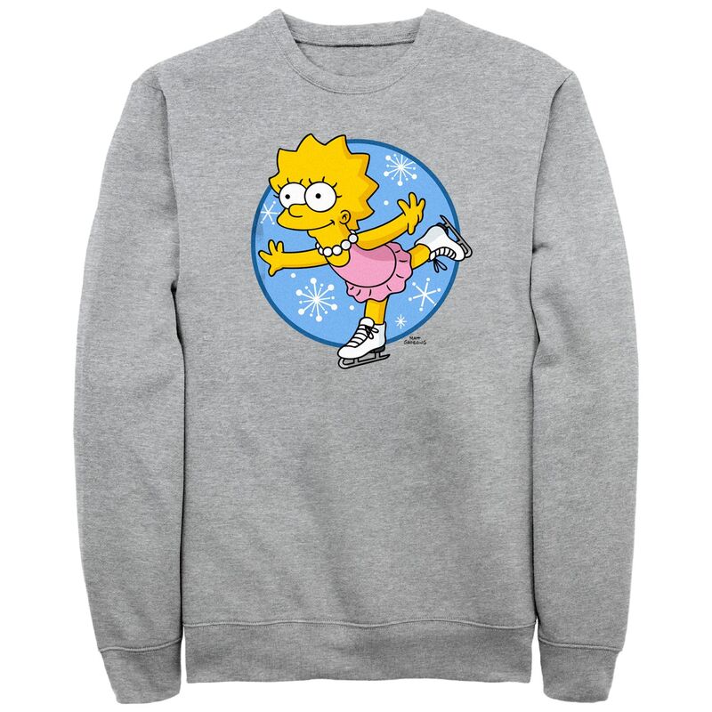アニメ文字記号 レディース トップス プルオーバー フリース グラフィック Licensed Character Men\u0027s The Simpsons Lisa Ice Skating Princess Graphic Fleece Athletic Heather ギョリュウモドキ
