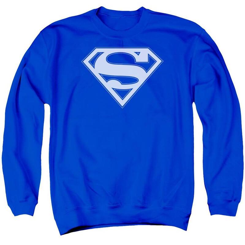 アニメキャラクター レディース アウター ニット・セーター クルーネック スウェット シャツ Licensed Character Superman Blue & White Shield Adult Crewneck Sweatshirt Royal Blue ブルー｜ReVida 店 9,086円