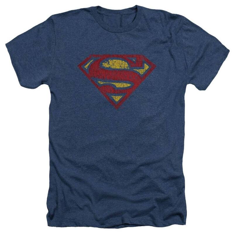 アニメ文字記号 レディース トップス ティーシャツ Licensed Character Superman Crackle S Adult Heather T-shirt Navy 米国海軍 レディースファッション-Tシャツ・カットソー-トップス