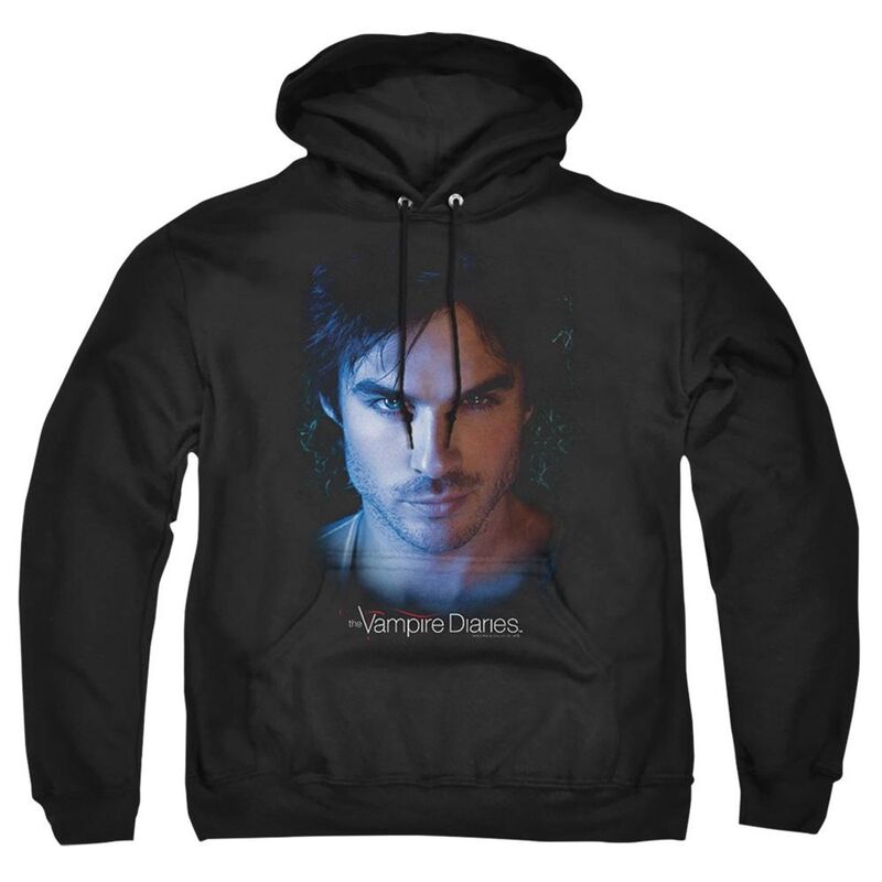 アニメキャラクター レディース アウター ニット・セーター パーカー Licensed Character Vampire Diaries Damon Adult Pull Over Hoodie Black ブラック|ReVida 店