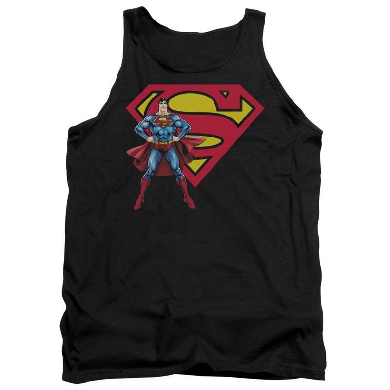 アニメ文字記号 レディース トップス ティーシャツ ロゴタイプ Licensed Character Superman \u0026 Logo Adultank Top Black 黒いこと レディースファッション-トップス-Tシャツ・カットソー
