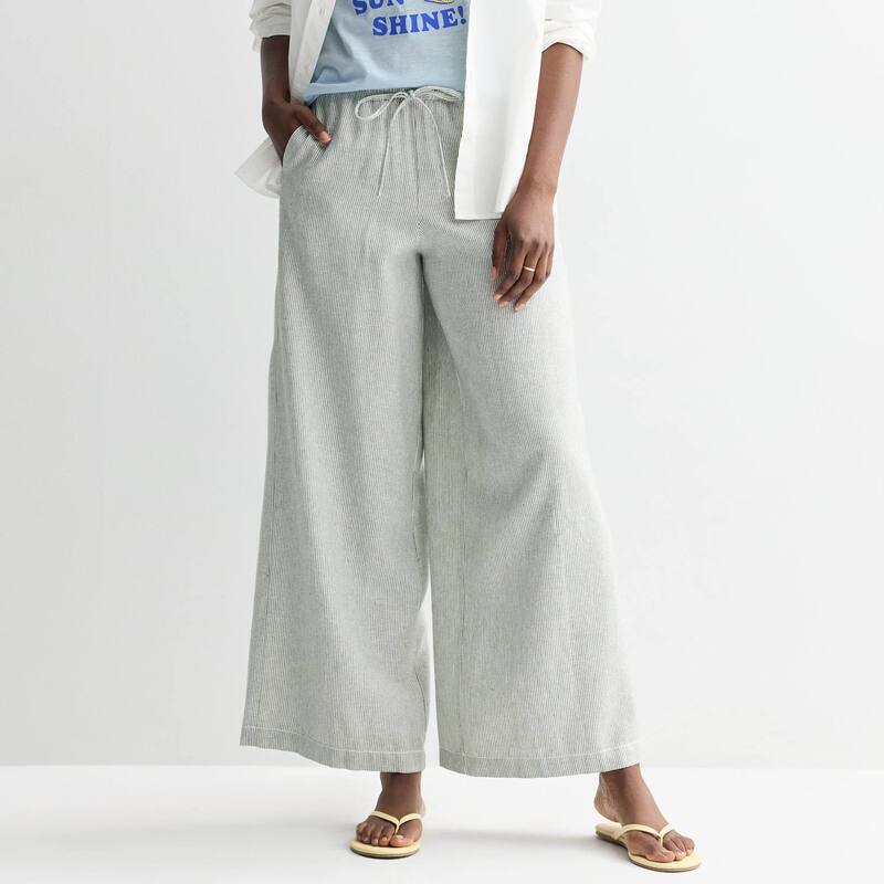 ソノマ レディース ボトムス カジュアルパンツ リネン Women'sonoma Goods For Life Mid Rise Linen Pants Olive Micro Stripe オリーブ|ReVida 店