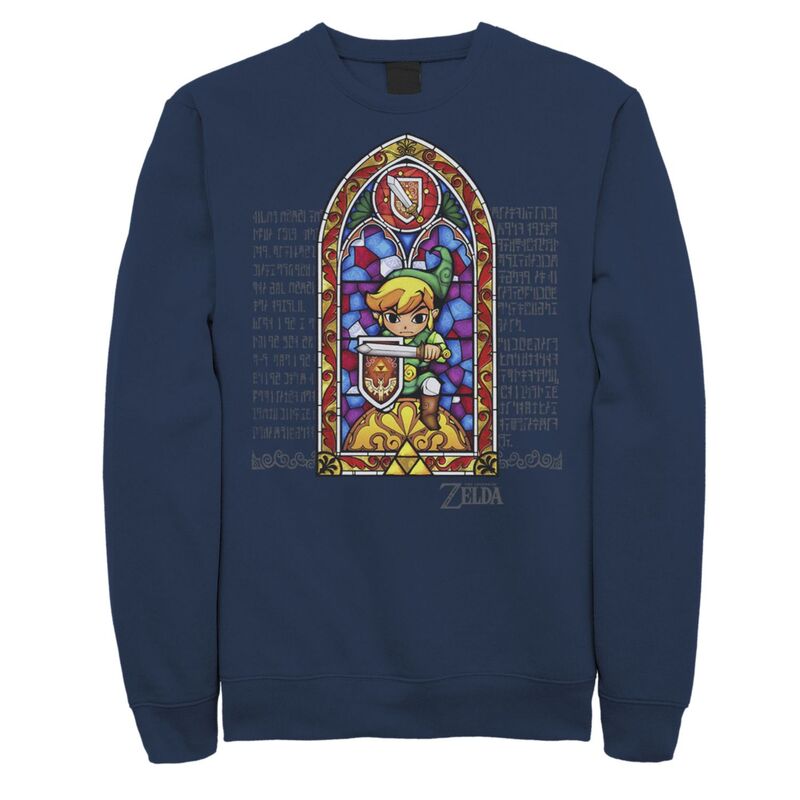 アニメ人となり レディース トップス プルオーバー 流汗 Licensed Character Men\u0027s Nintendo Zelda Stained Glass Protector Sweatshirt Navy 米国海軍 Tシャツ・カットソー-レディースファッション