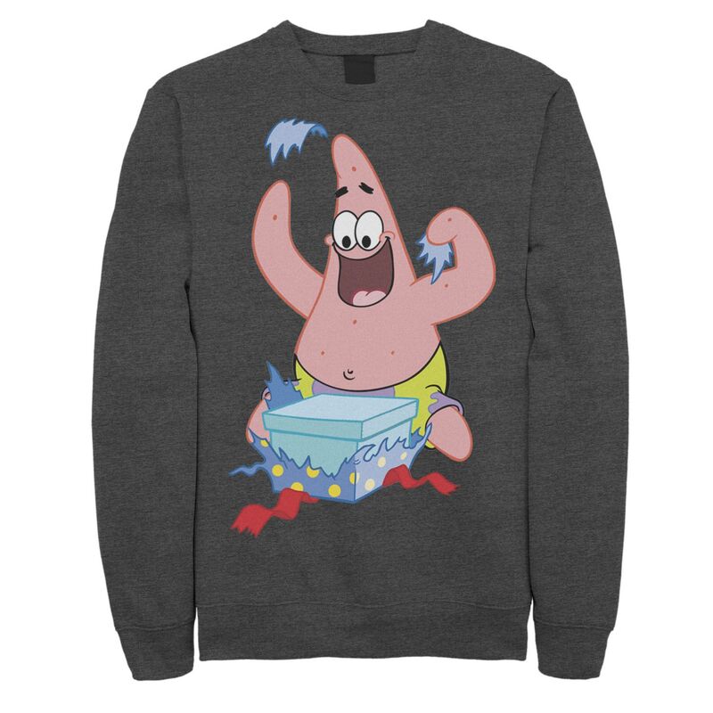 ニコロデオン レディース トップス ティーシャツ ズボン下 流汗 Men\u0027s Nickelodeon SpongeBob SquarePants Patrick Star Holiday Sweatshirt Charcoal Heather 暗灰色 レディースファッション-トップス