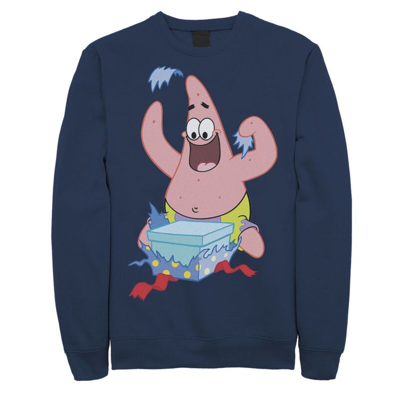 ニコロデオン レディース トップス ティーシャツ ズボン下 流汗 Men\u0027s Nickelodeon SpongeBob SquarePants Patrick Star Holiday Sweatshirt Navy 米国海軍 Tシャツ・カットソー-レディースファッション-トップス