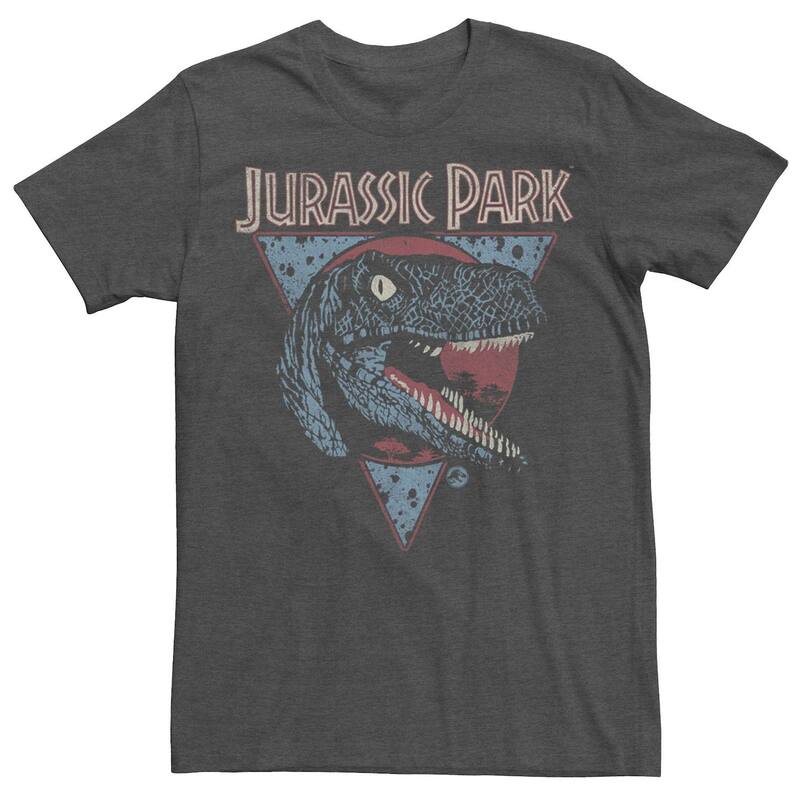 アニメキャラクター レディース トップス Tシャツ グラフィック Licensed Character Men Jurassic Park Newave Blue Raptor Icon Graphic Tee Charcoal Heather チャコール