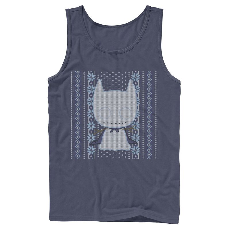 アニメキャラクター レディース トップス Tシャツ セーター Licensed Character Men DComics Chibi Batman Christmasweater Style Tank Top Navy ネイビー