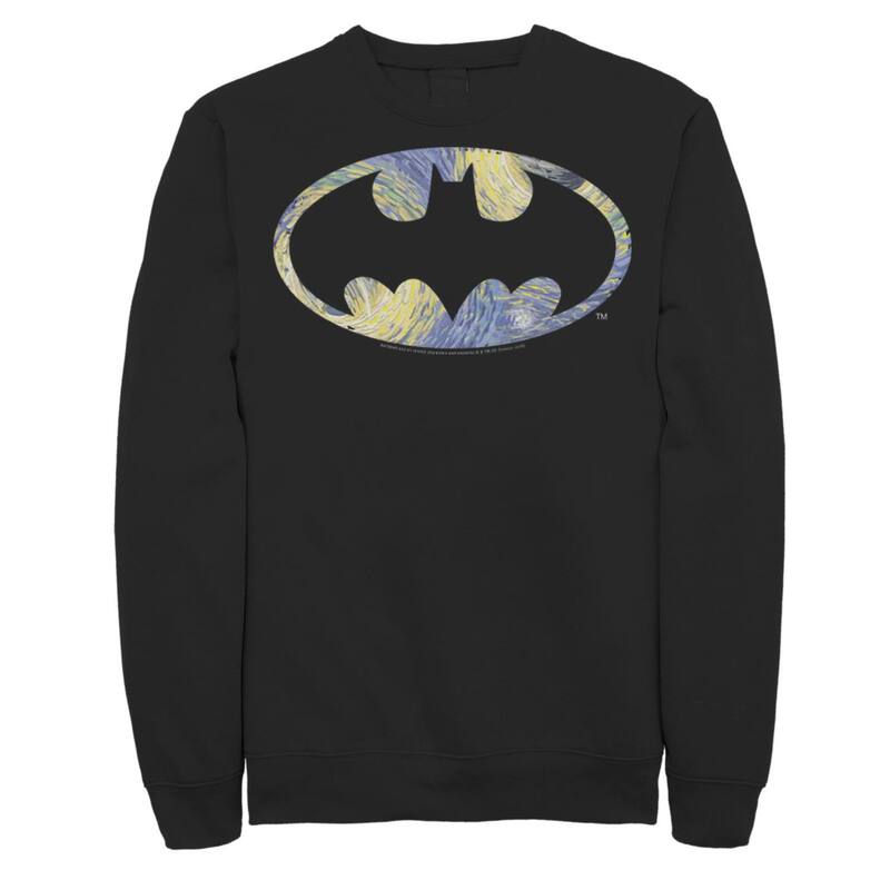 アニメキャラクター レディース トップス Tシャツ スウェット ロゴ Licensed Character Men's DComics Batman Starry Night Logo Sweatshirt Navy ネイビー｜ReVida 店
