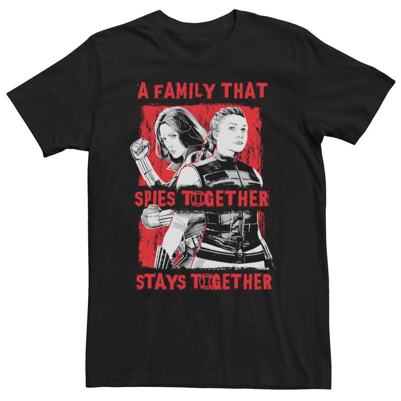 アニメキャラクター レディース トップス Tシャツ Licensed Character Men Marvel Black Widow Family That Spies Together Stays Together Tee Black ブラック