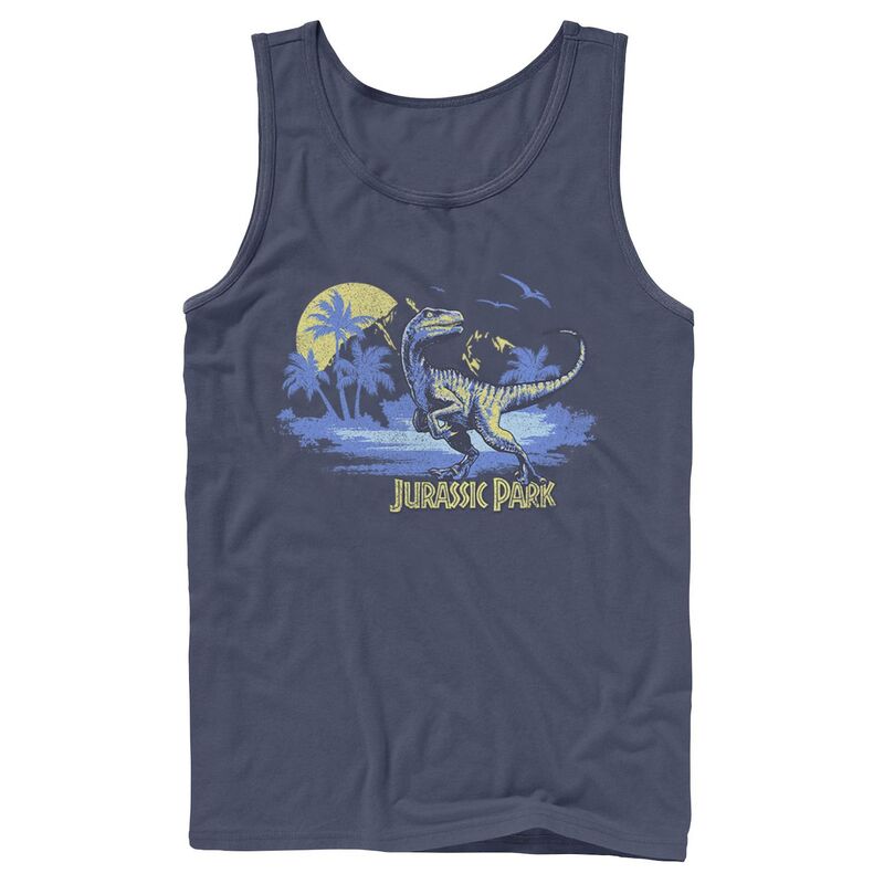 アニメキャラクター レディース トップス Tシャツ Licensed Character Men Jurassic Park Raptor Distressed Portraitank Top Navy ネイビー