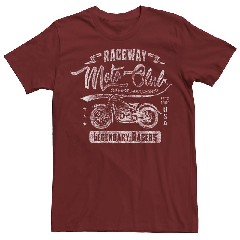 アニメキャラクター レディース トップス Tシャツ Licensed Character Men Raceway Moto Club Distressed Tee Cardinal