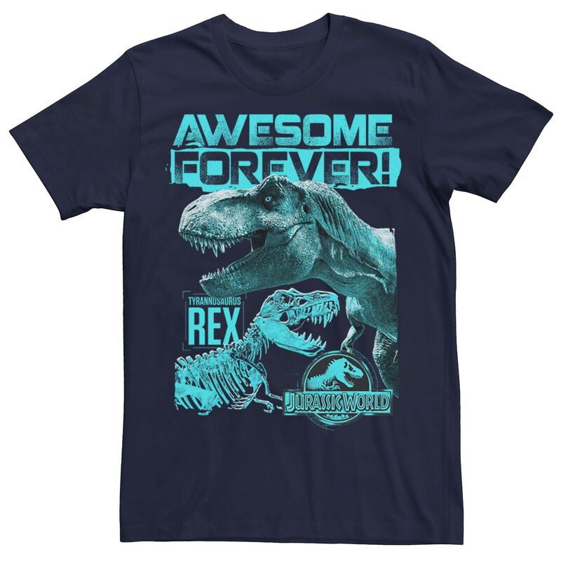 アニメキャラクター レディース トップス Tシャツ Licensed Character Men Jurassic World Two T-Rex Awesome Forever Tee Navy ネイビー