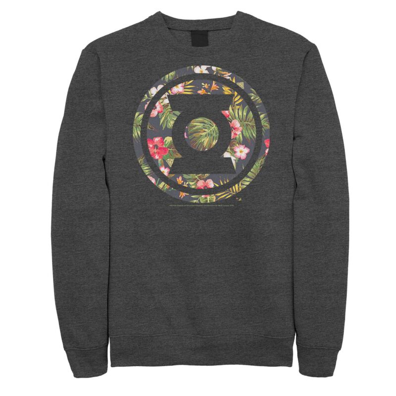 アニメ文字記号 レディース トップス ティーシャツ 流汗 ロゴタイプ Licensed Character Men\u0027s DComics Green Lantern Tropicalogo Sweatshirt Charcoal Heather 暗灰色 レディースファッション-Tシャツ・カットソー-トップス