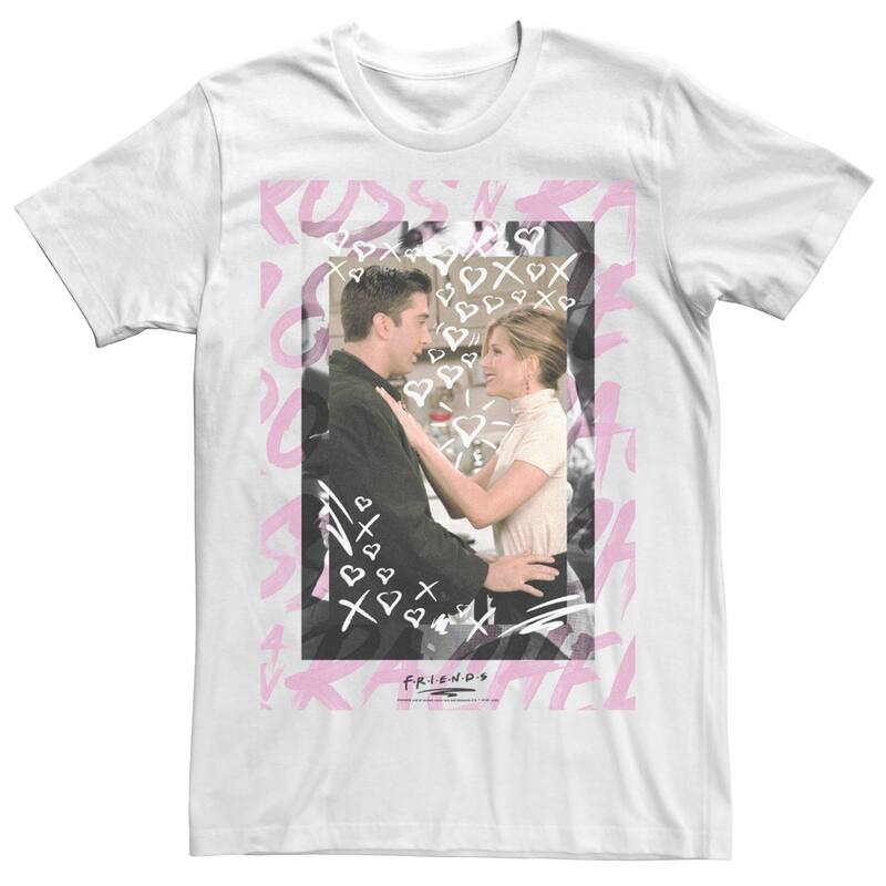 アニメキャラクター レディース トップス Tシャツ Licensed Character Men Friends Ross And Rachel Doodles Tee White ホワイト