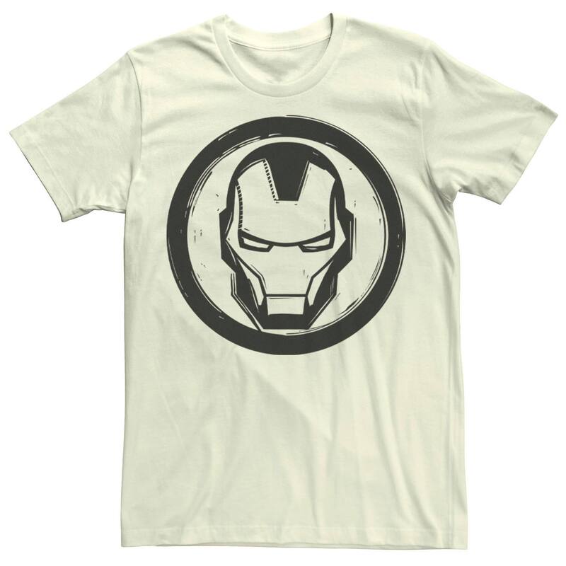 マーベル レディース トップス Tシャツ Men Marvel Iron Man Woodcut Mask Tee Natural