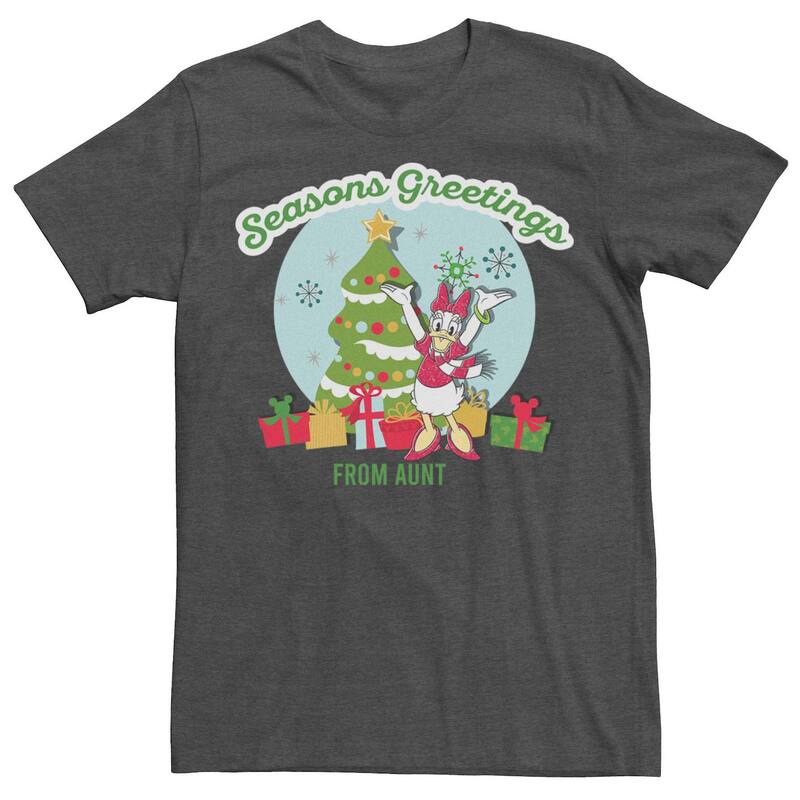 アニメキャラクター レディース トップス Tシャツ Licensed Character Disney Mickey \u0026 Friends Christmaseasons Greetings Aunt Men Tee Charcoal Heather チャコール