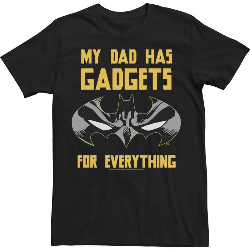 アニメキャラクター レディース トップス Tシャツ Licensed Character Men DComics Batman My Dad Has Gadgets For Everything Tee Black ブラック