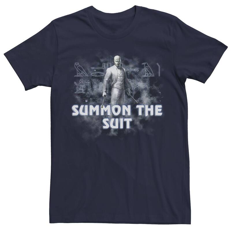 アニメキャラクター レディース トップス Tシャツ Licensed Character Men Marvel Moon Knight Summon The Suit Space Glyphs Tee Navy ネイビー