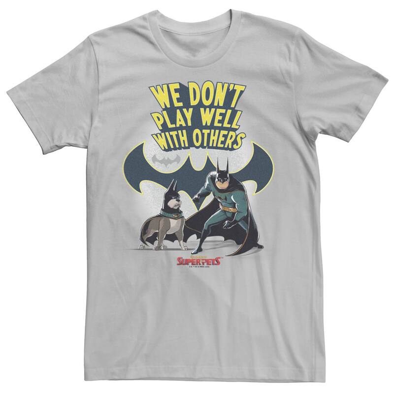 アニメキャラクター レディース トップス Tシャツ Licensed Character Men DC Super PetsWe Dont Play Well With Others Batmand Ace Tee Silver シルバー