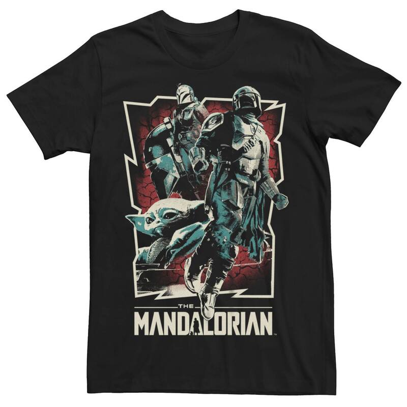 アニメキャラクター レディース トップス Tシャツ Licensed Character Mentar Wars The Mandalorian Rockstar Characters Poster Tee Black ブラック