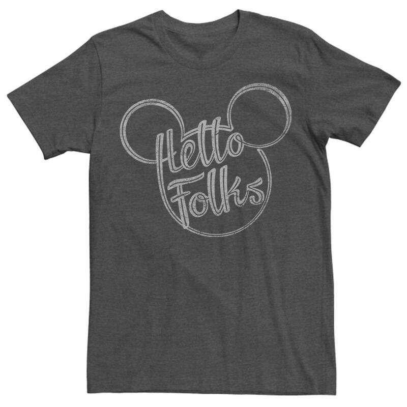 ディズニー レディース トップス Tシャツ Men Disney Mickey Mouse Hello Folks Mickey Head Tee Charcoal Heather チャコール