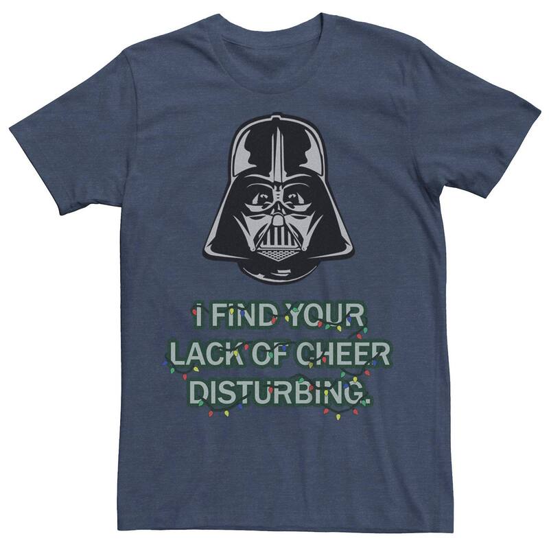 アニメキャラクター レディース トップス Tシャツ グラフィック Licensed Character Mentar Wars Darth Vader Finds Lack Of Cheer Disturbingraphic Tee Navy Heather ヘザー