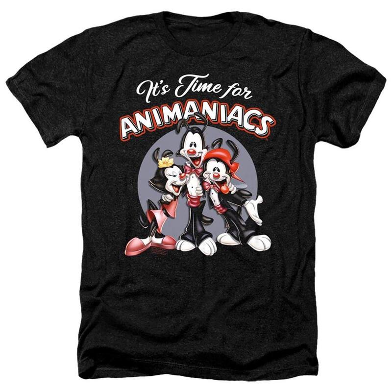 アニメ文字記号 レディース トップス ティーシャツ Licensed Character Animaniacs Its Time For Adult Heather T-shirt Black 黒いこと レディースファッション-Tシャツ・カットソー