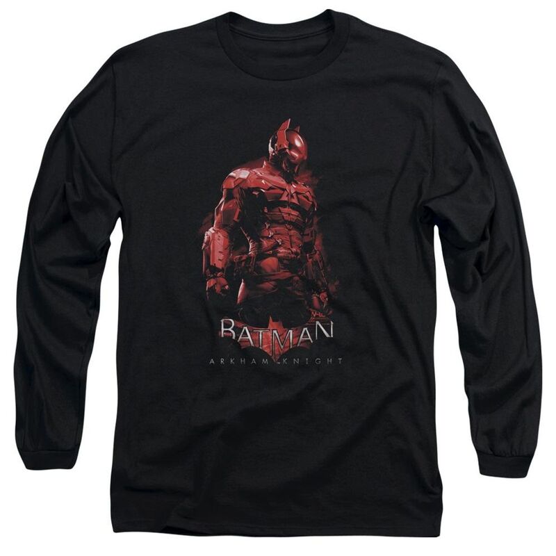 アニメ文字記号 レディース トップス ティーシャツ Licensed Character Batman Arkham Knight Long Sleeve Adult-shirt Black 黒いこと トップス-Tシャツ・カットソー-レディースファッション