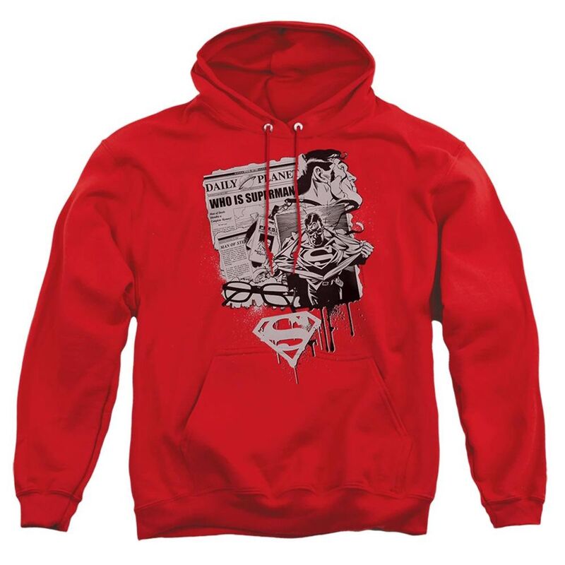 アニメ人となり レディース アウター 編み物・プルオーバー パーカー Licensed Character Superman Identity Adult Pull Over Hoodie Red 赤いこと ニット・セーター-レディースファッション